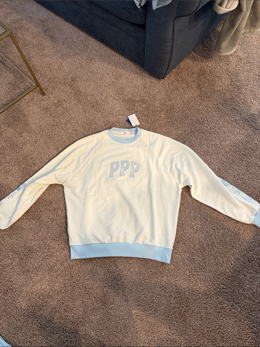 Pink Palm Puff Classic Crew in Seasalt BRAND NEW SIZE L
